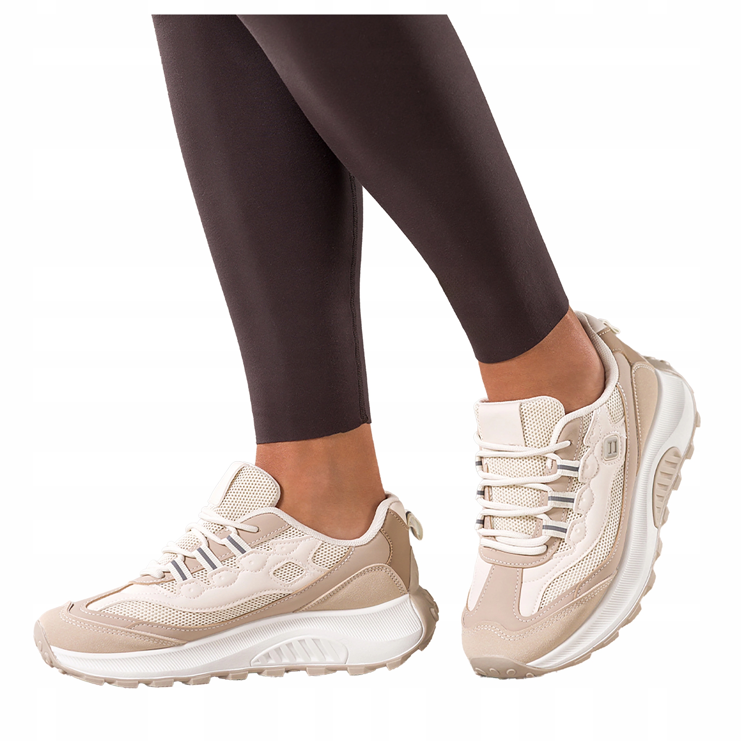 Dámské béžové tenisky se síťkou na platformě, sportovní, šněrovací, velikost 36