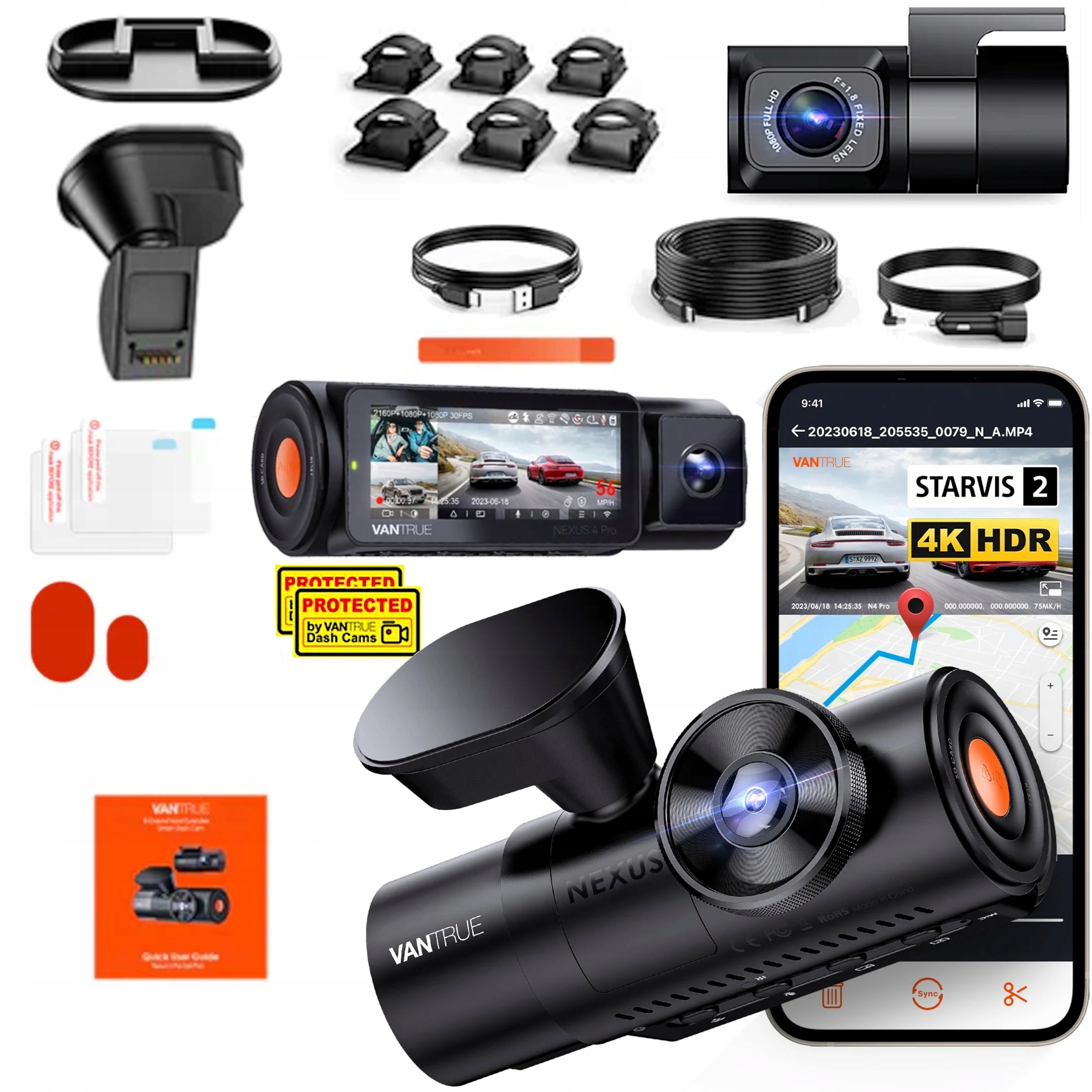 Nowa Lepsza Wersja "N4 Pro Sw" Rejestrator Vantrue N4 Pro S W 3CH 3 Kamery