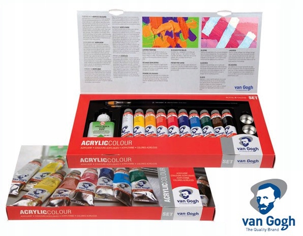 Akrylové barvy Van Gogh, sada 10 x 40 ml příslušenství