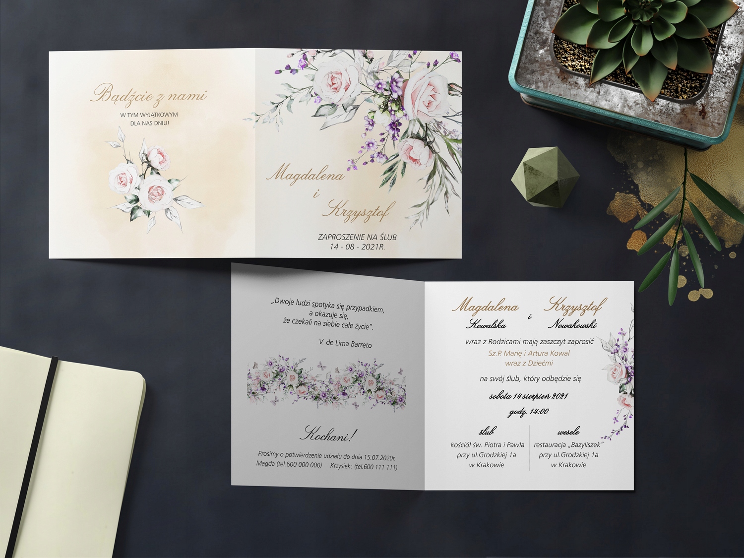 Zaproszenia ślubne Boho koperta PAPIER PERŁOWY Liczba sztuk 1 szt.