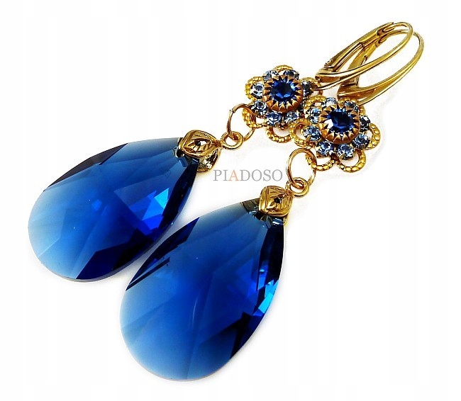 Krystaly Krásné Náušnice Blue Feeling Gold