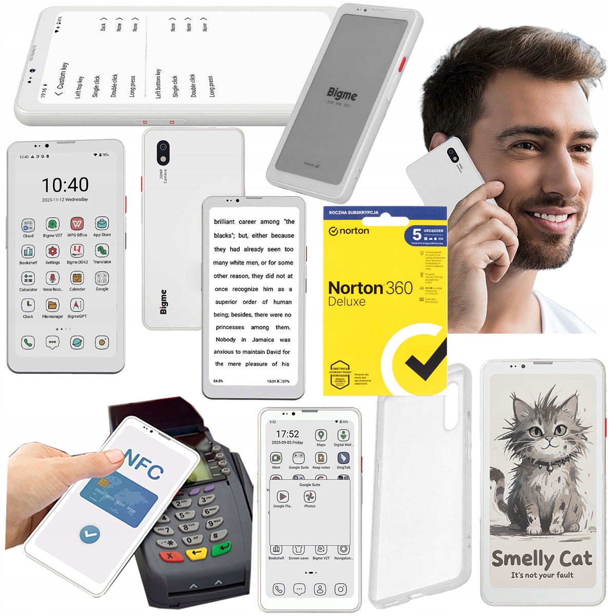 Bigme Hibreak Pro 2w1 Czytnik E-book Smartfon kolor 6,13" 8/256 Gb Norton