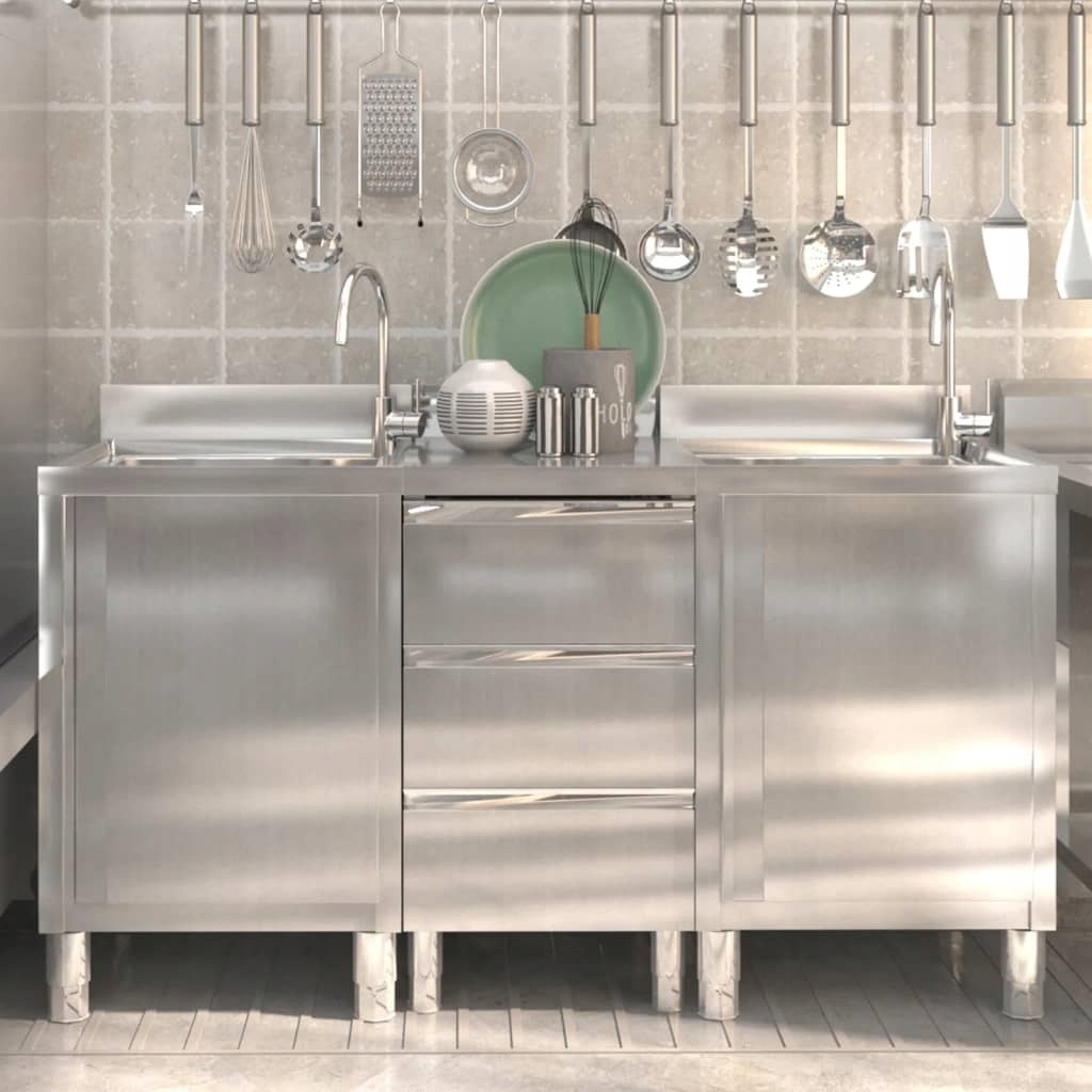 Szafki gastronomiczne, 3 szt., stal nierdzewna