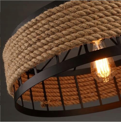 LAMPA SUFITOWA w stylu BOHO VINTAGE z PLECIONEJ LINY KONOPNEJ 40 CM Kolekcja Loft