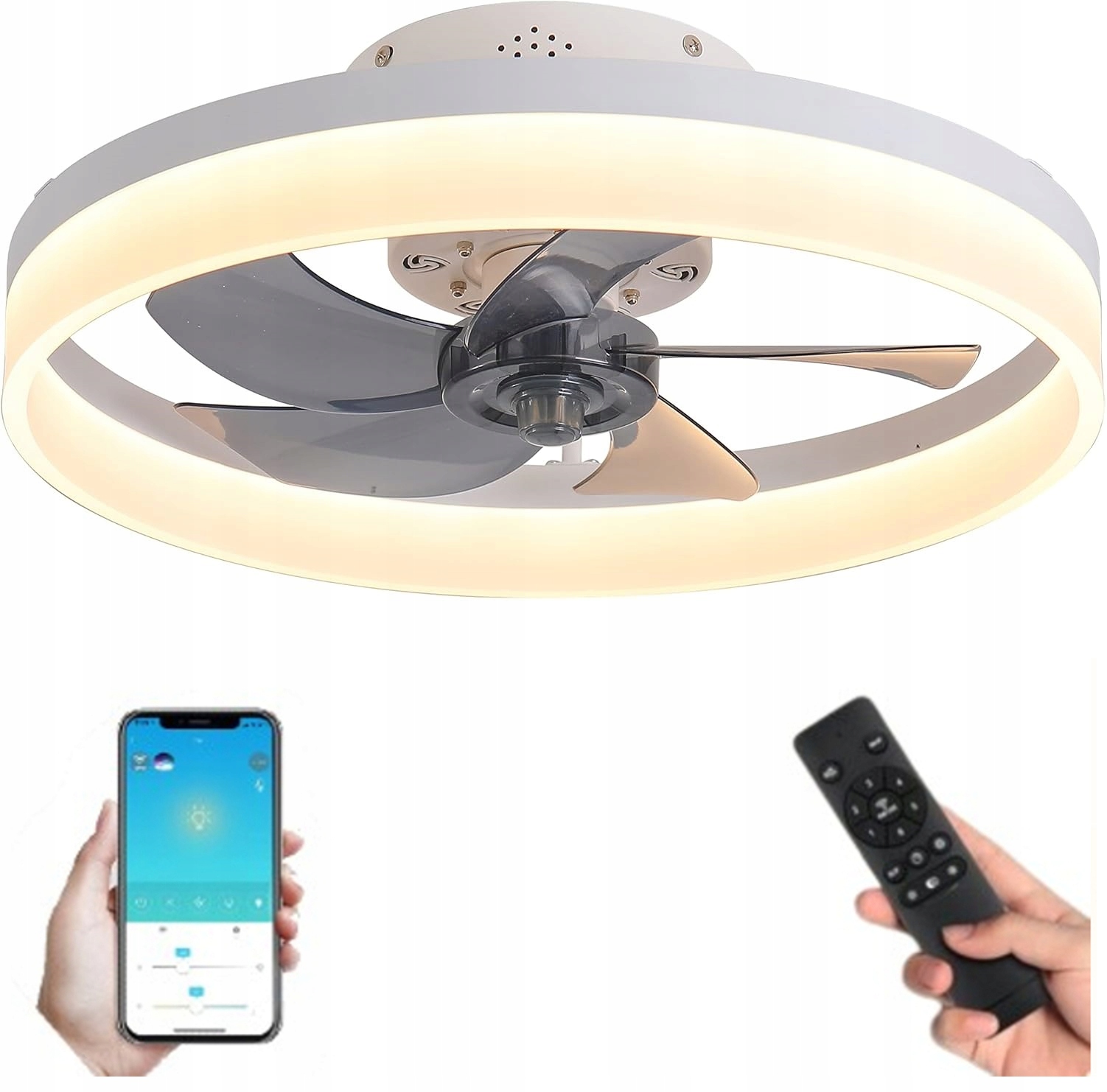 Lustr Stropní Ventilátor Lampa Ring 50 CM Stropní Svítidlo Větrák