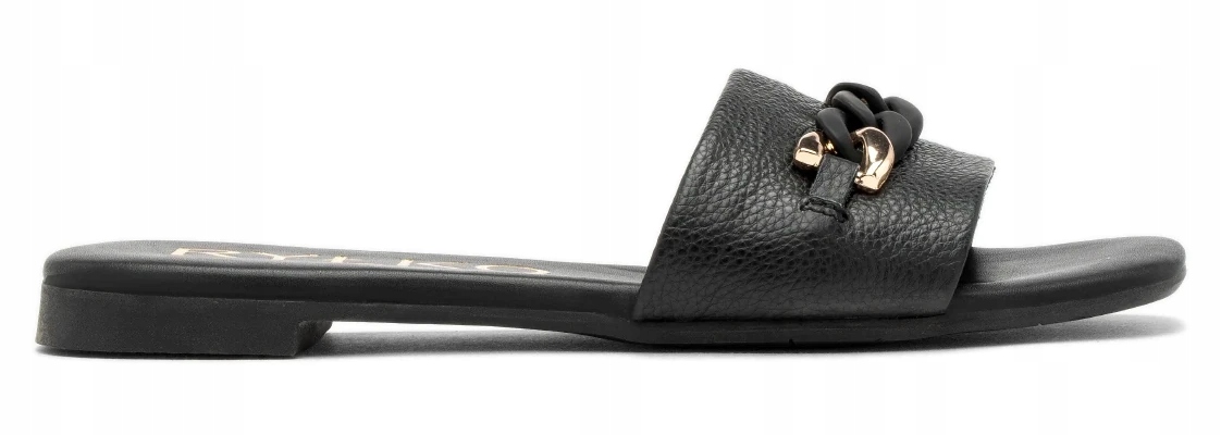 Černé Nazouváky Ploché Kožené Dámské Módní Ženské Ryłko 40