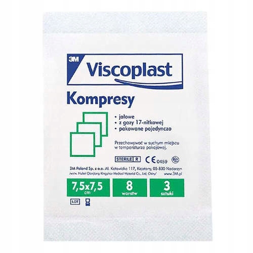

Kompresy gazowe jałowe 7,5 cm x 7,5 cm, 3 sztuki