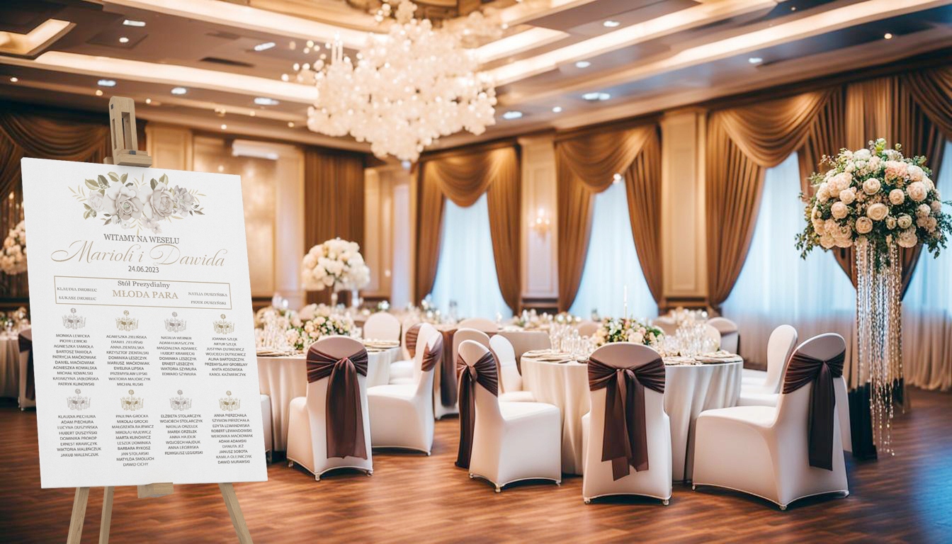 Plan stołów weselnych - Wesele - Tablica 50 x 70cm Marka inny