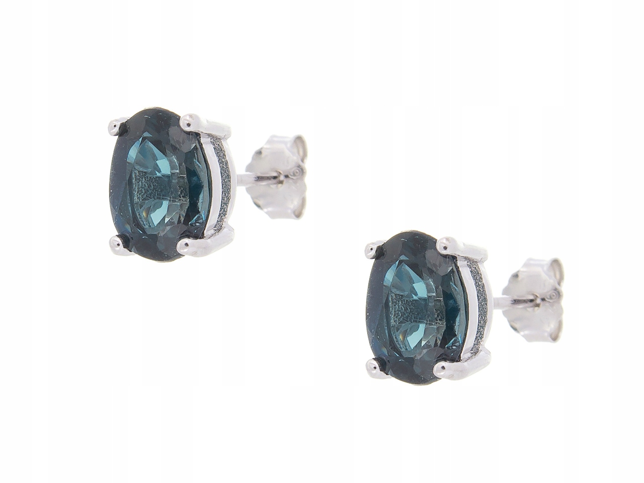 Stříbrné Náušnice London Topaz Přírodní 8x6 Rhodiované Dárek