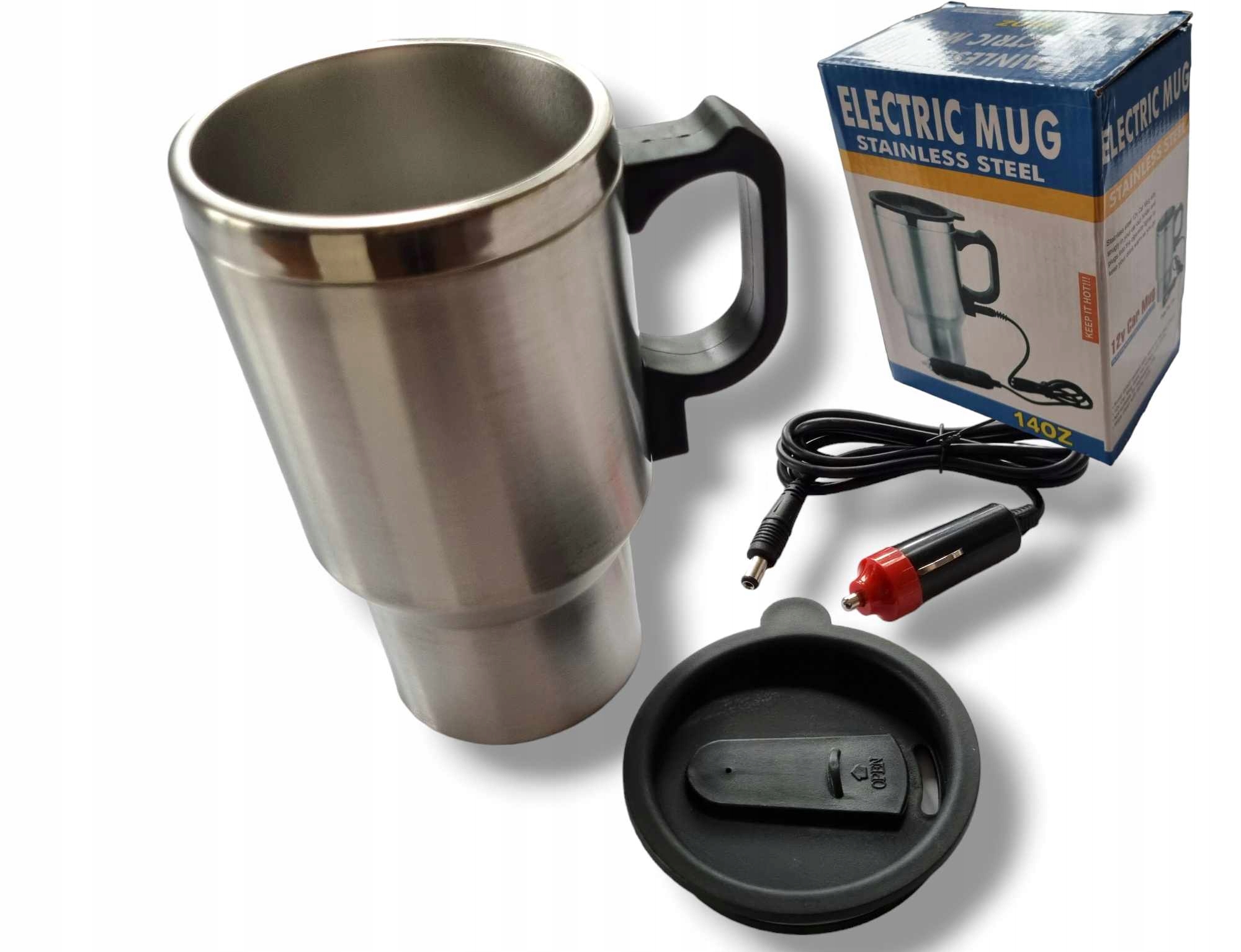 Kubek Termiczny Inox 12V /podgrewacz/elektryczny 450 ml Stal Nierdzewna