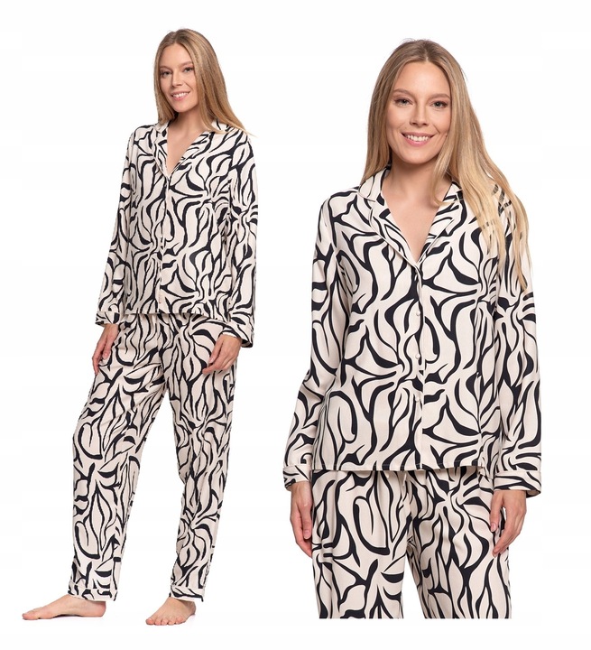 Piżama Damska Koszulowa Z Wiskozy Komplet Rozpinana Moraj Luźna XXL