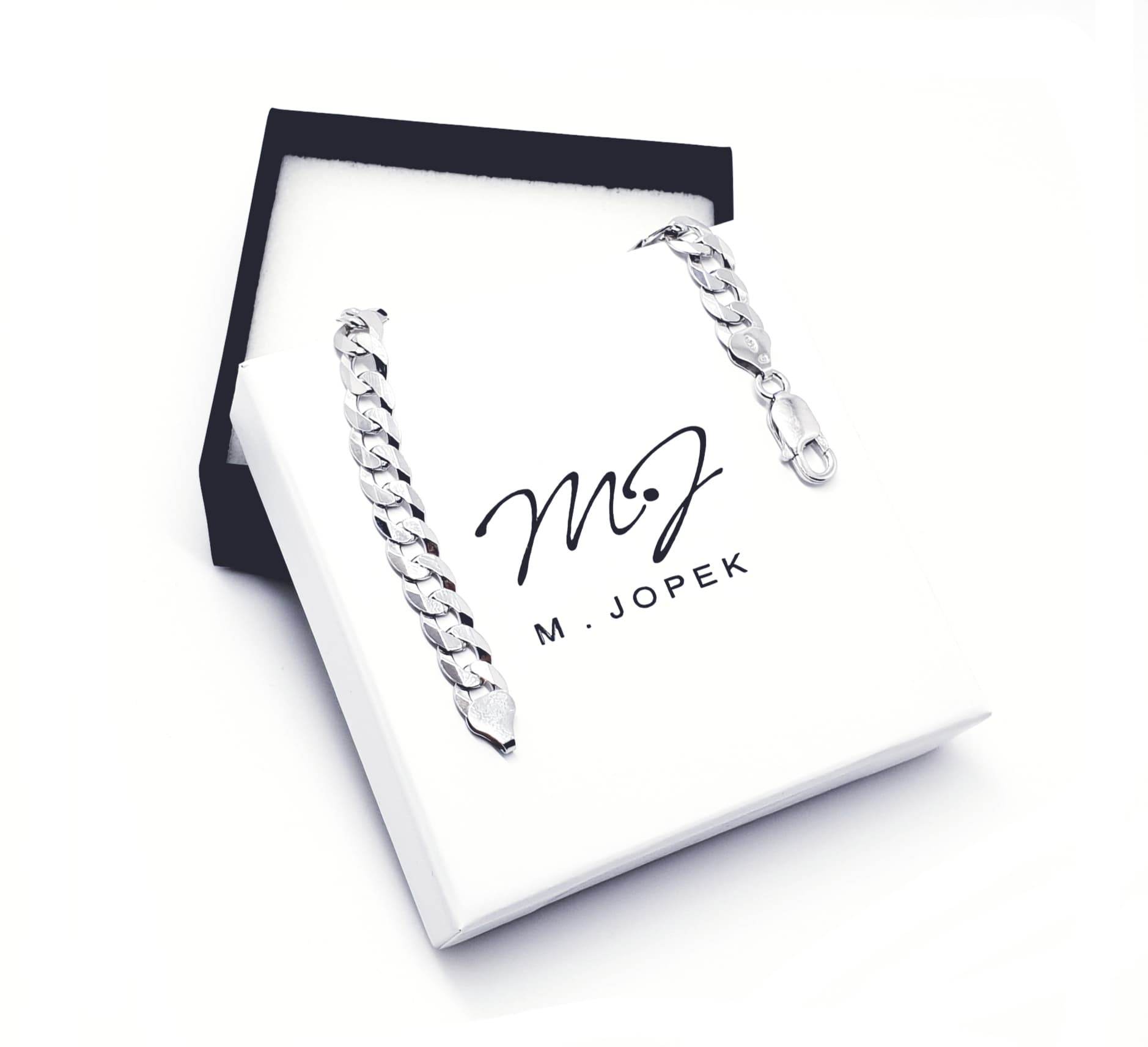 

Rodowana Srebrna Bransoleta Pancerka 15,4mm/24cm