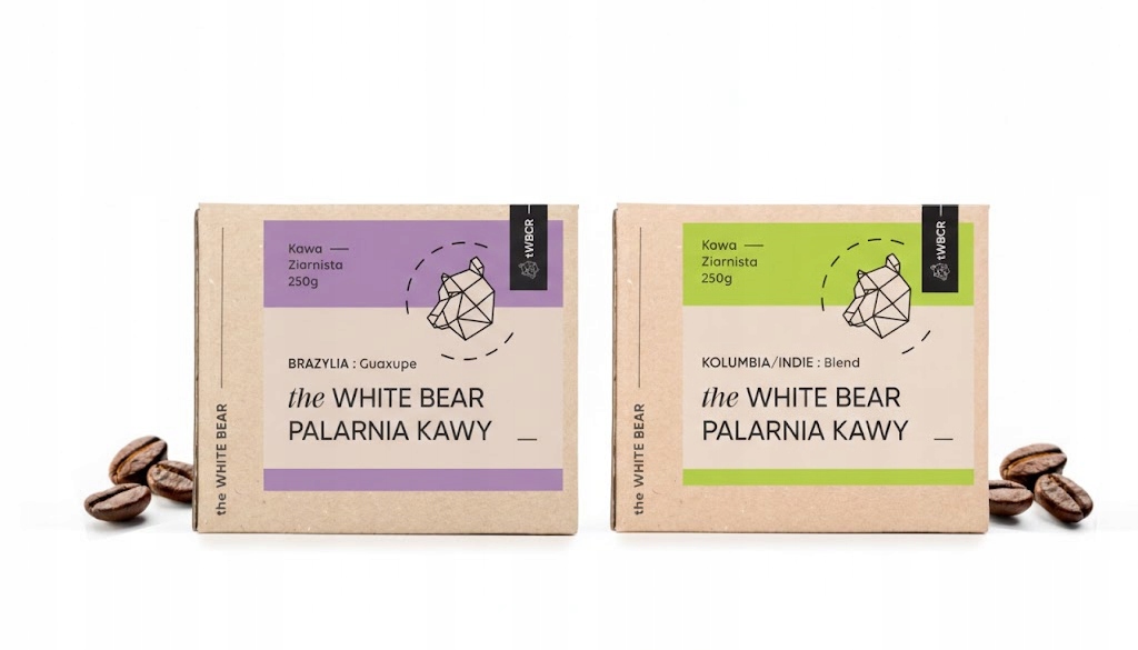 Levně Káva zrnková Arabica The White Bear Brazil Guaxupe Kolumbie/Indie 2x250 g