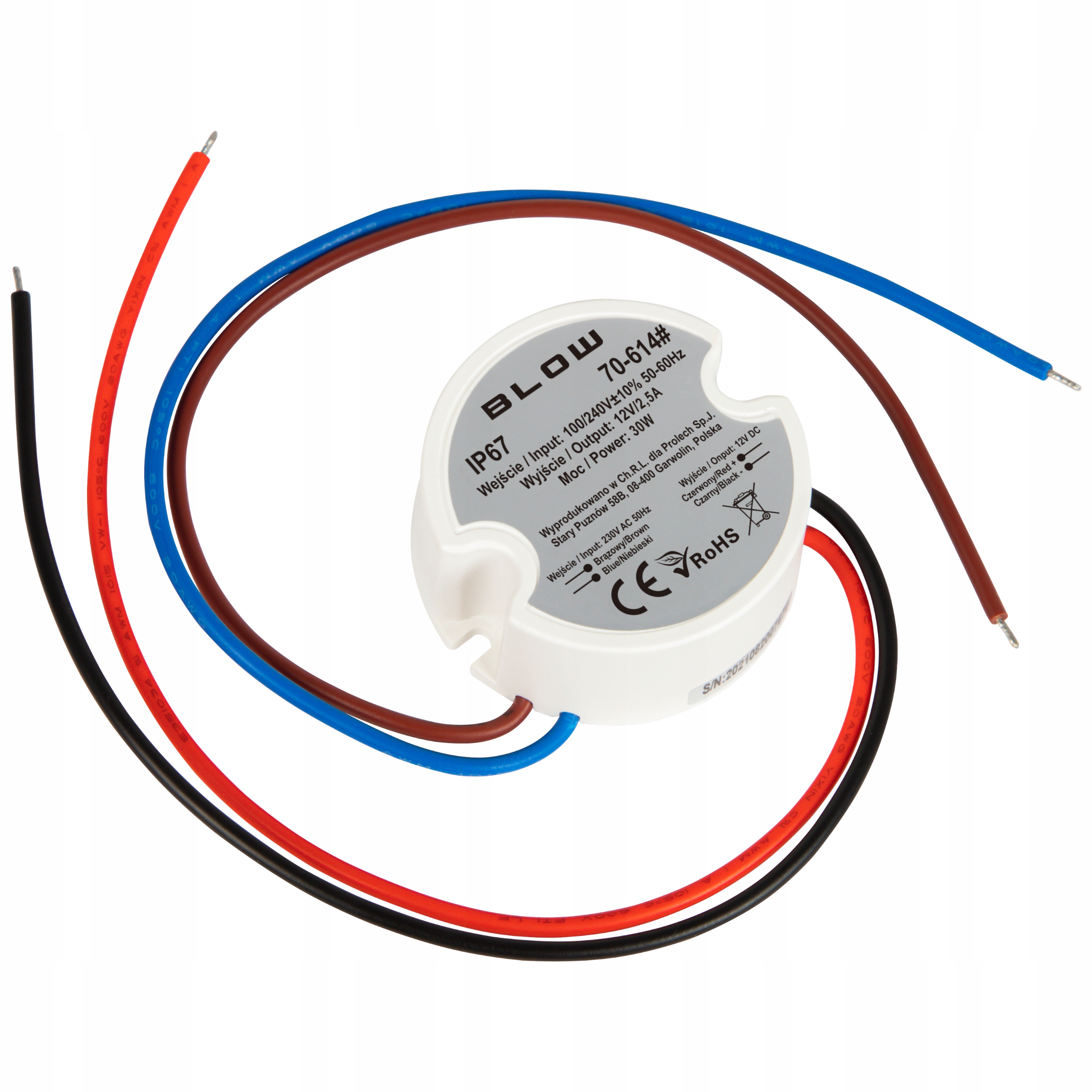 ZASILACZ DO TAŚMA LED RGB DOPUSZKOWY DO PUSZKI 12V 30W IP67