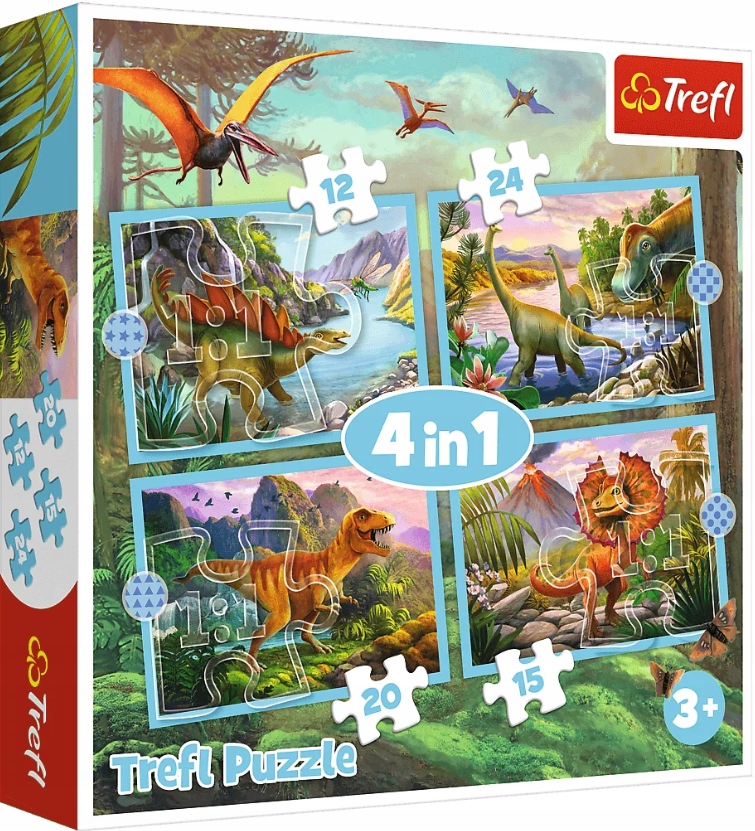 

Puzzle 4w1 Wyjątkowe Dinozaury Dino 4 Układanki 3+