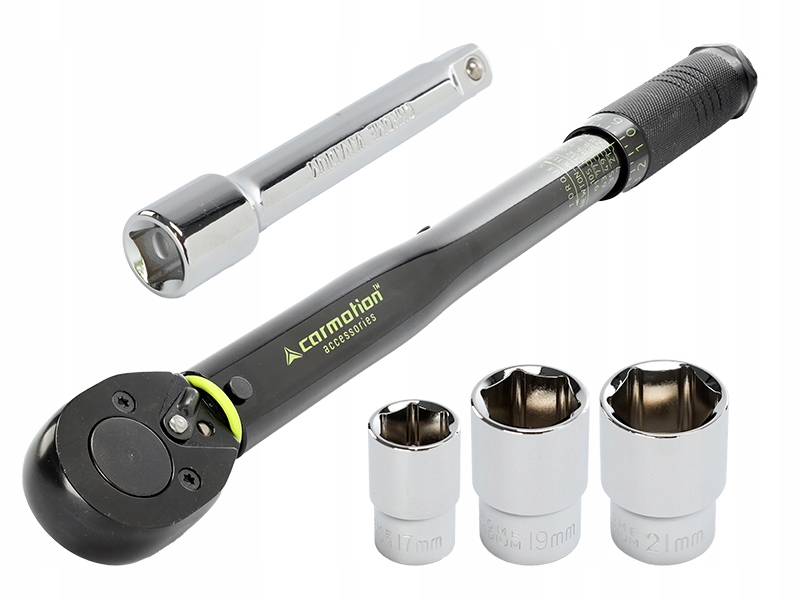 Momentový klíč 28-210 Nm, 1/2" nástavce 17 19 a 21 mm prodlužovací nástavec 125