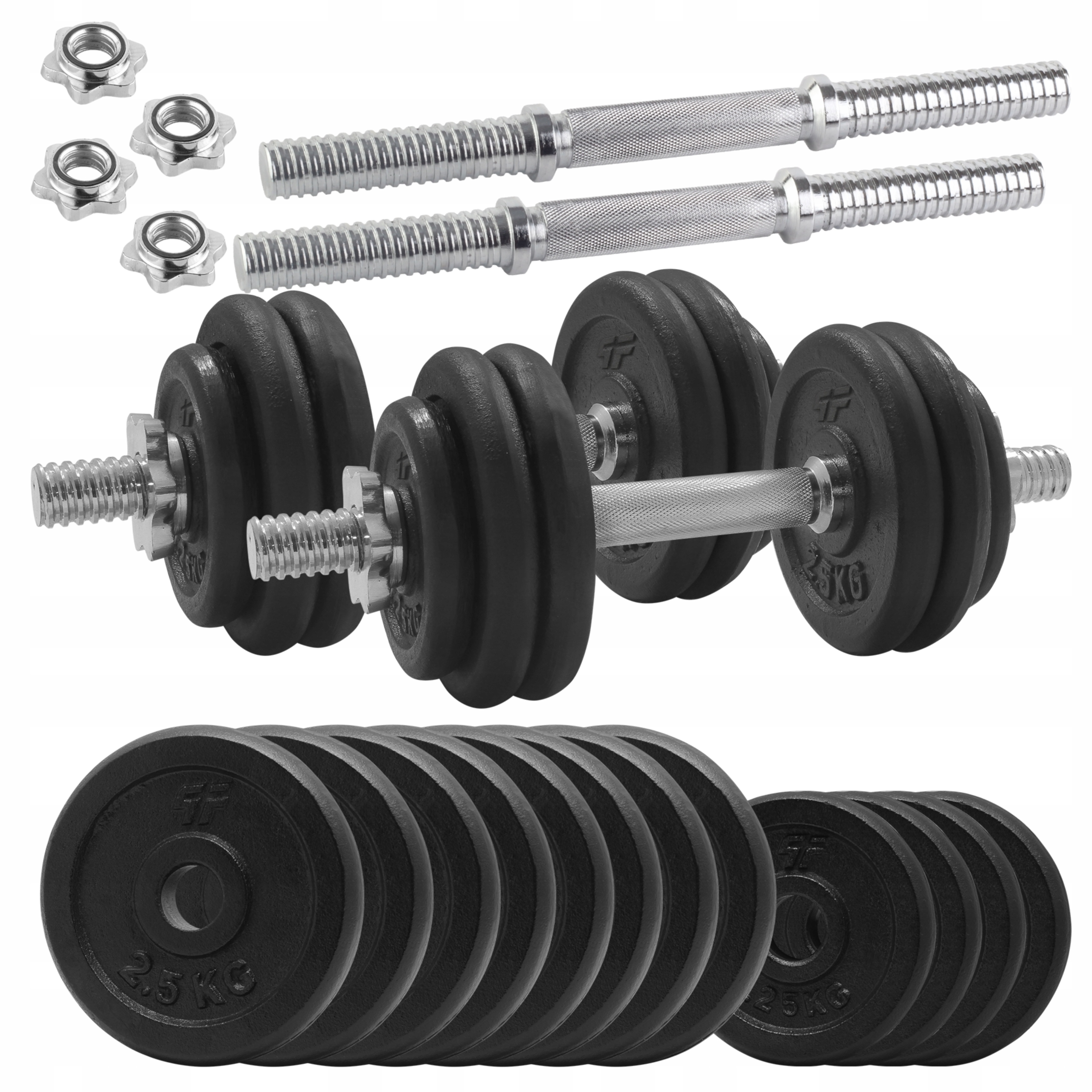 PLATINUM FITNESS HANTLE ŻELIWNE REGULOWANE 2 X 15kg HANTLE ŻELIWNE ŻELIWO Waga 2x 15 kg