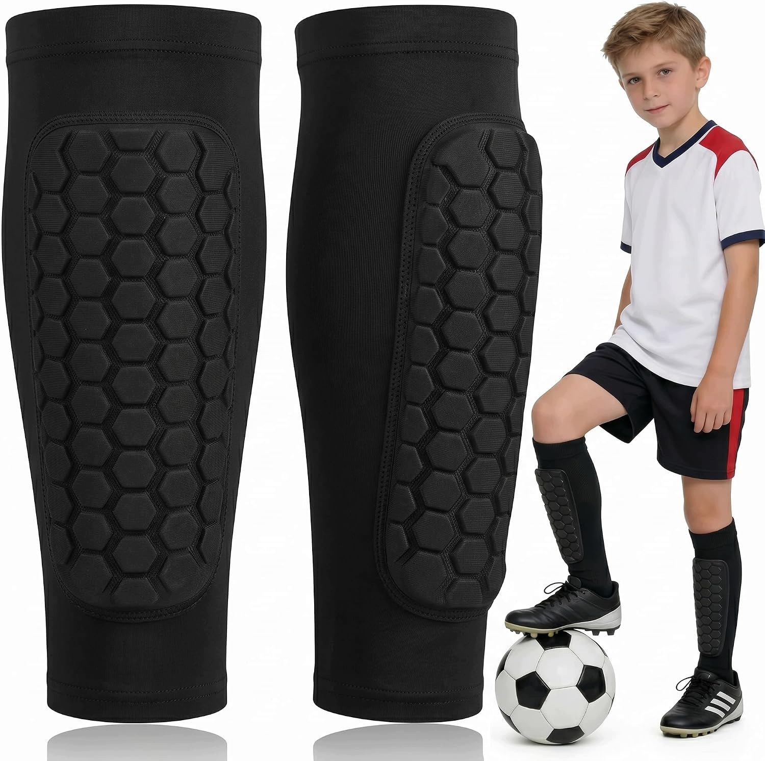 Ochraniacze na golenie multi-sport, 1 para, rozmiar Xs, czarne