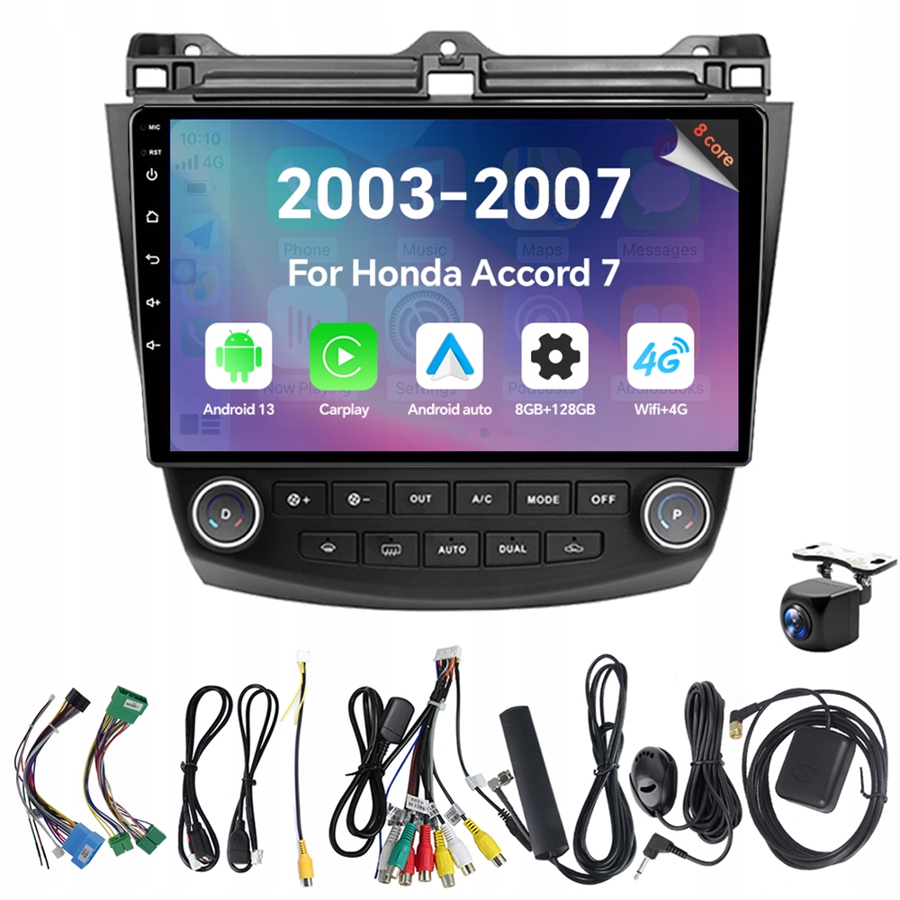 Autorádio Eunavi 2Din s Androidem 13 pro Honda Accord 7 2003-2007 8G 128G Rds