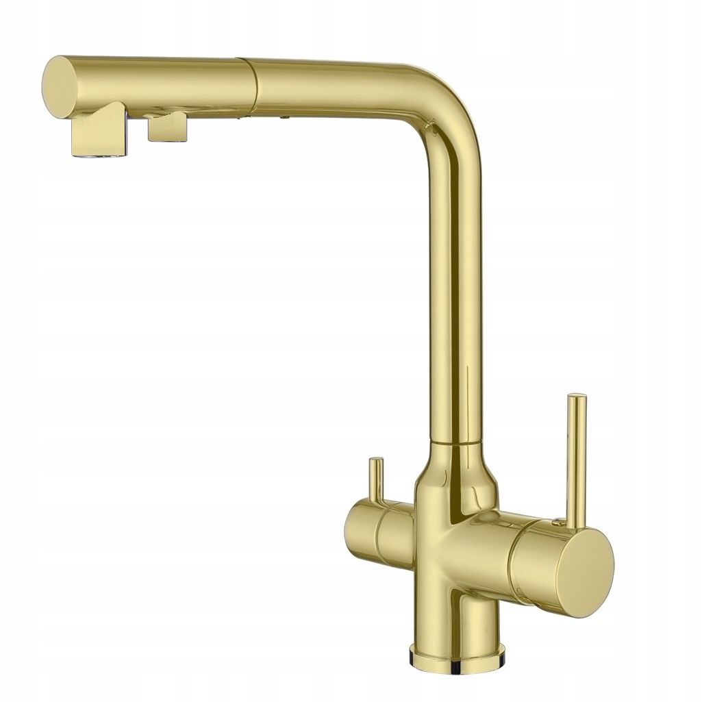 Kuchynská Trojcestná Batéria k Filtru Zlatá Livra, Oceľová Výlevka Ww