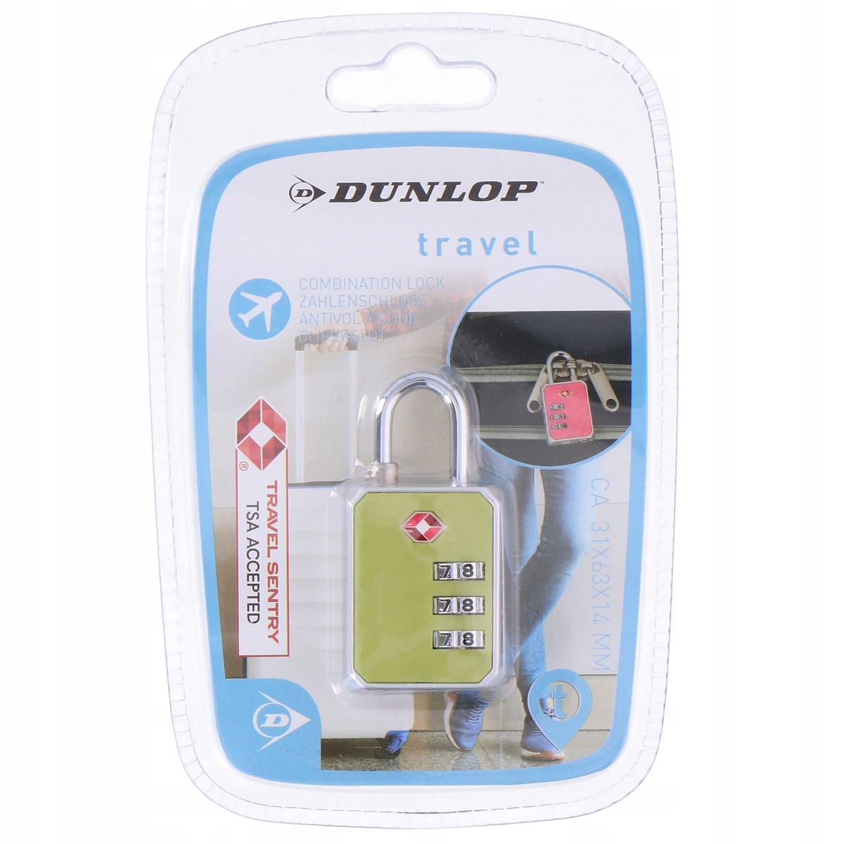 

Kłódka z szyfrem kodem Tsa do torby bagażu Dunlop
