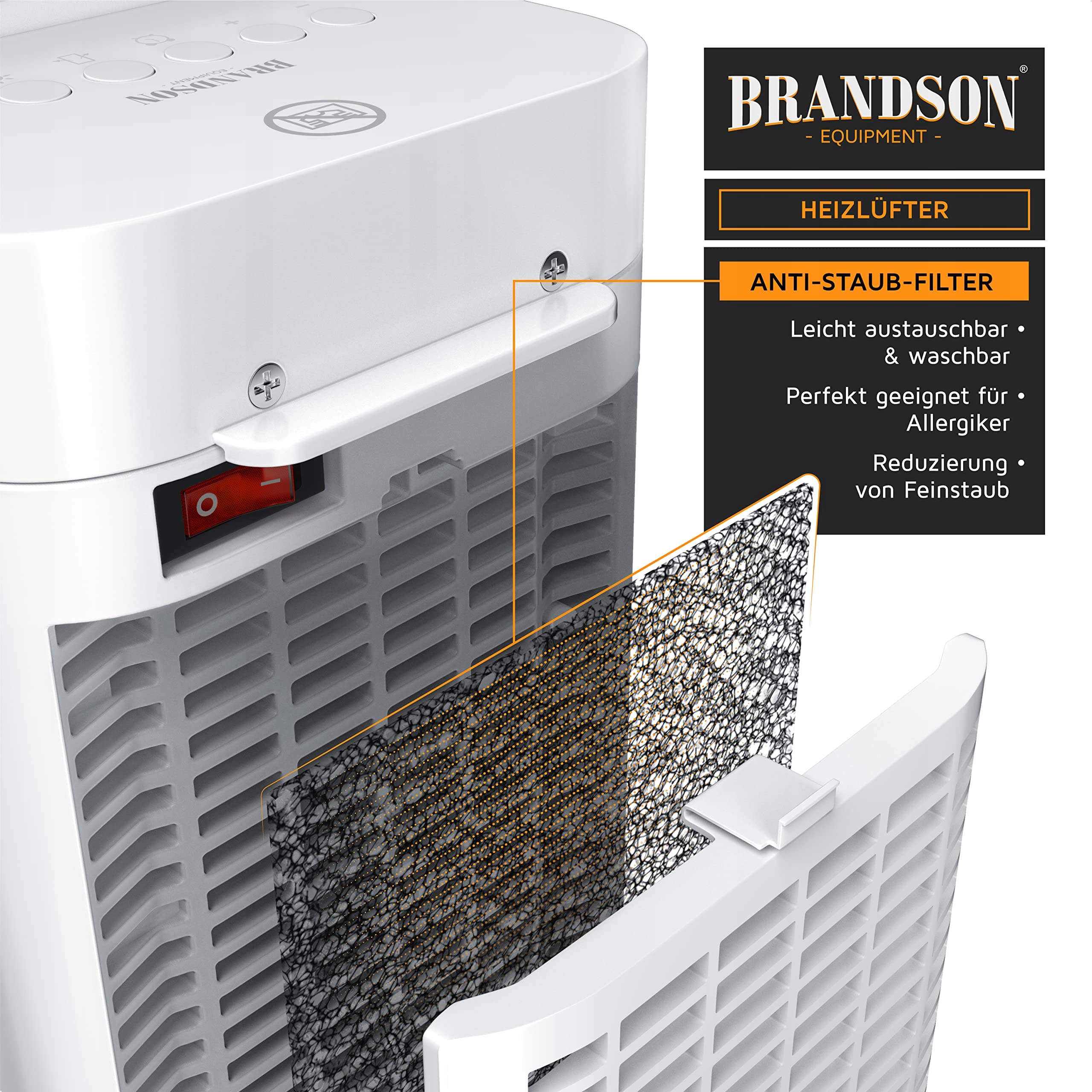 BRANDSON Termowentylator Z Pilotem Ceramiczny Oszczędny Cichy Do Łazienki — miniatura 4