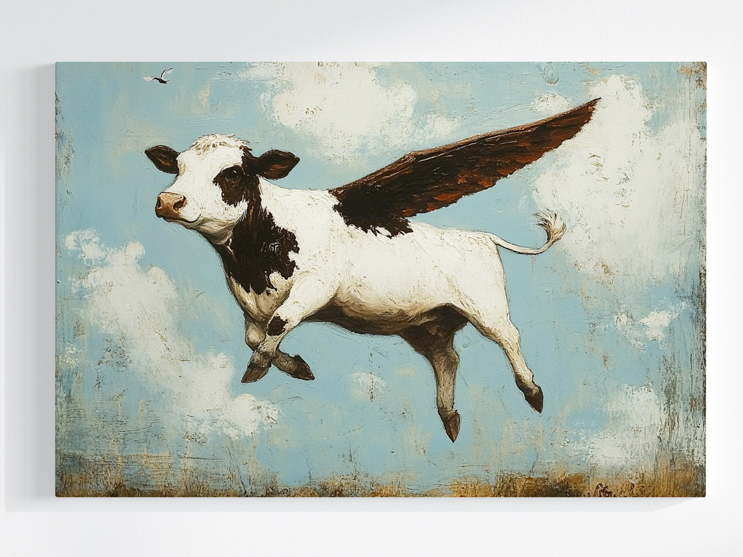 Obraz Na Plátně Canvas Abstrakce Kráva Křídla Let Sen Fantazie 120x80