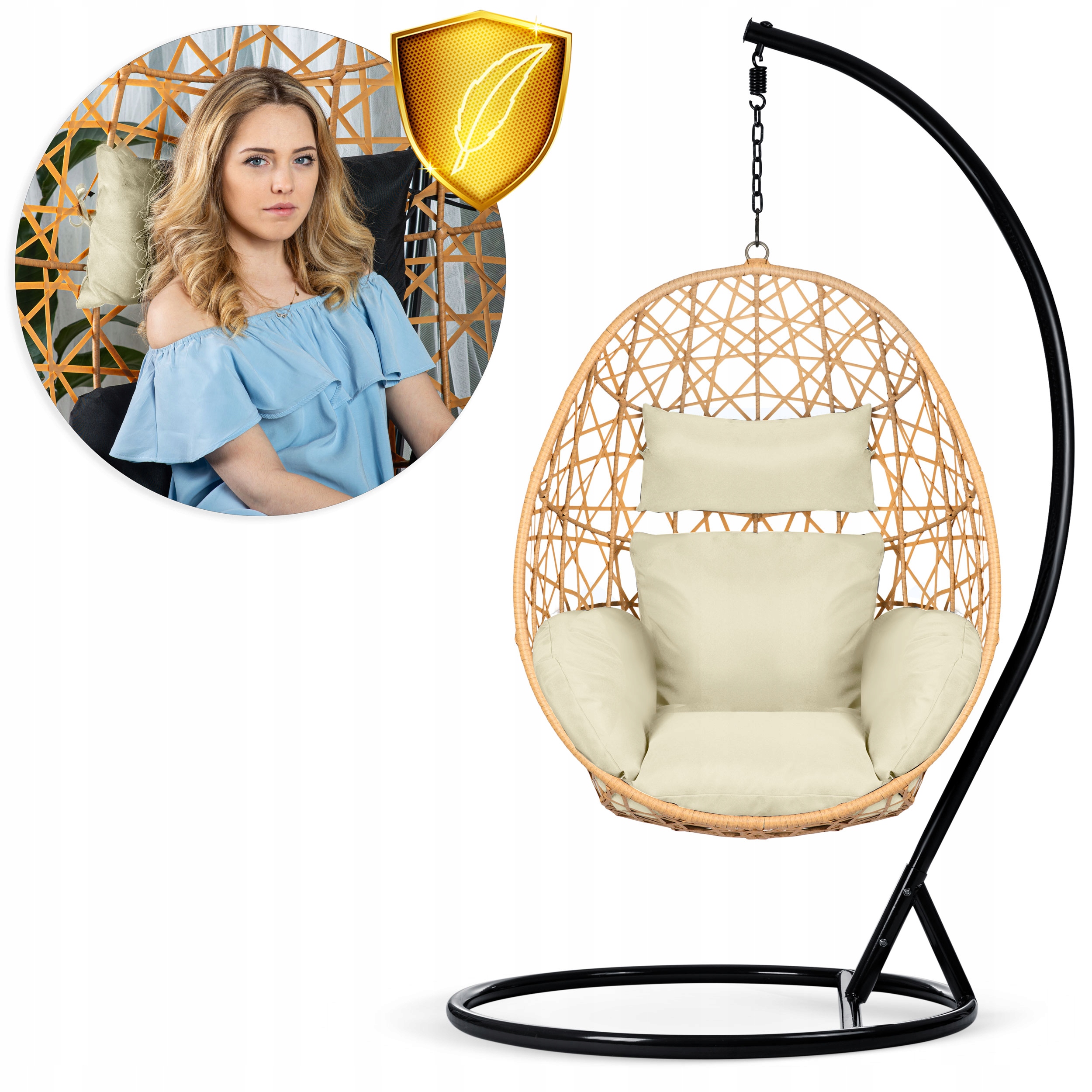 FOTEL WISZĄCY BUJANY OGRODOWY KOSZ HUŚTAWKA KOKON Rodzaj fotel wiszący wolnostojący