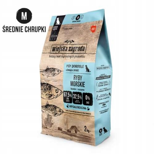 Levně Suché krmivo pro psy s alergií Wiejska Zagroda Ryby Mořské křupky M 2kg