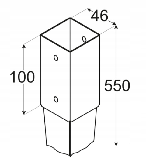 Podstawa słupa PSG 46x550x1,5 ocynk ogniowy 1 sztuka