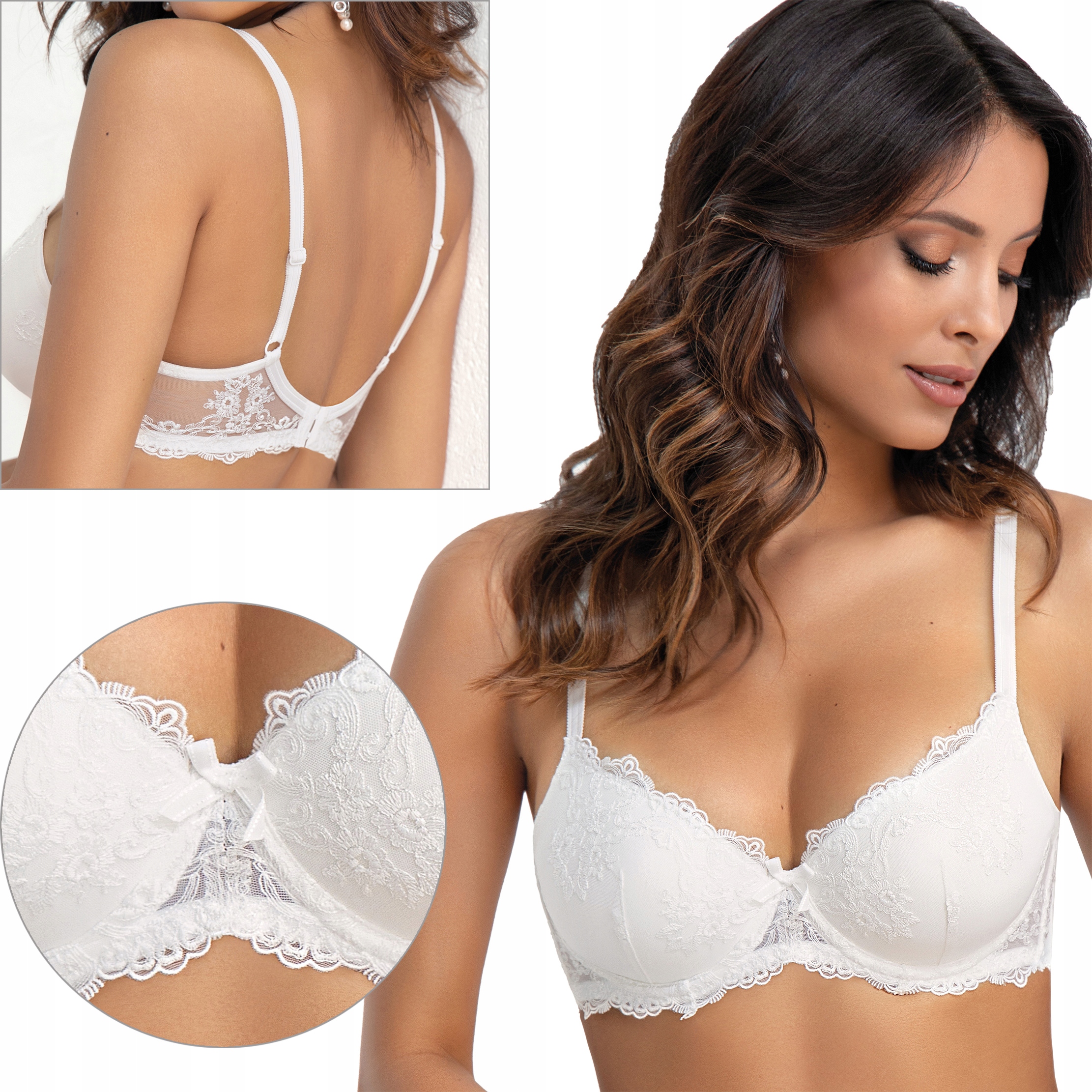 Sielei vyztužená podprsenka s kosticemi Koronková 1942 bílá latte 3/80D