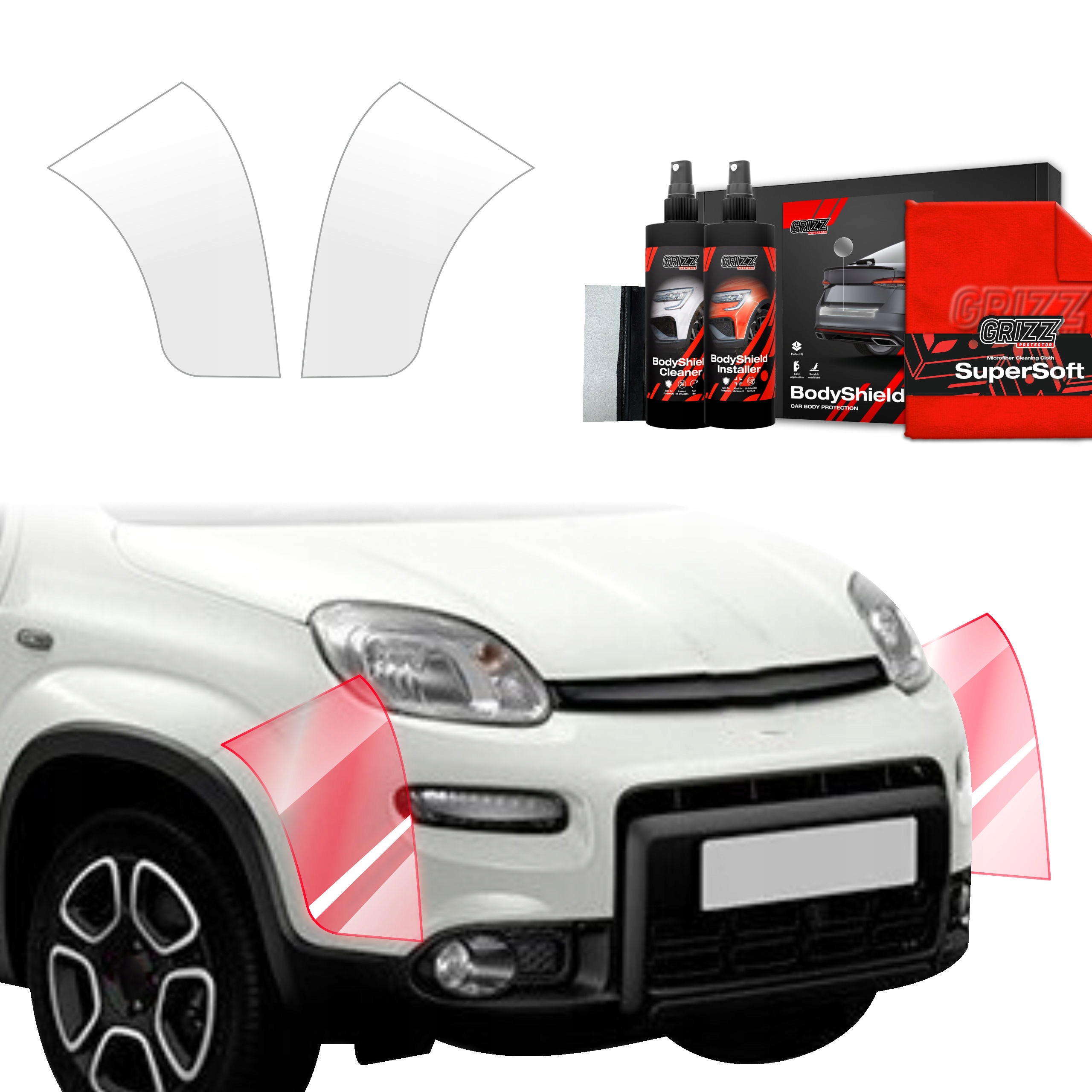 2v1 Fólie na nárazník Ppf pro Fiat Panda (2020-2025) Grizz