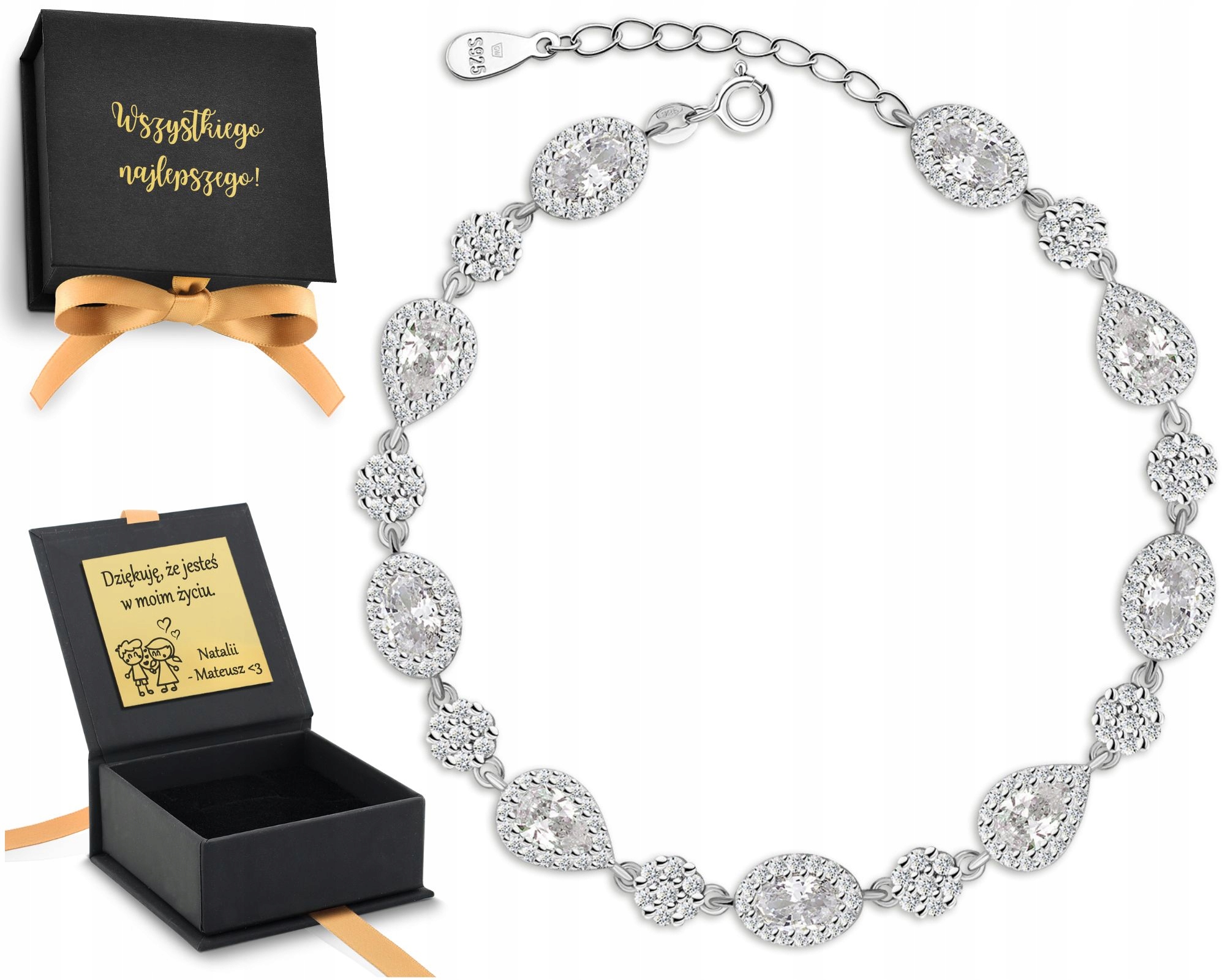 Elegantní Dámský Stříbrný Náramek Se Stříbrnými Stříbro 925