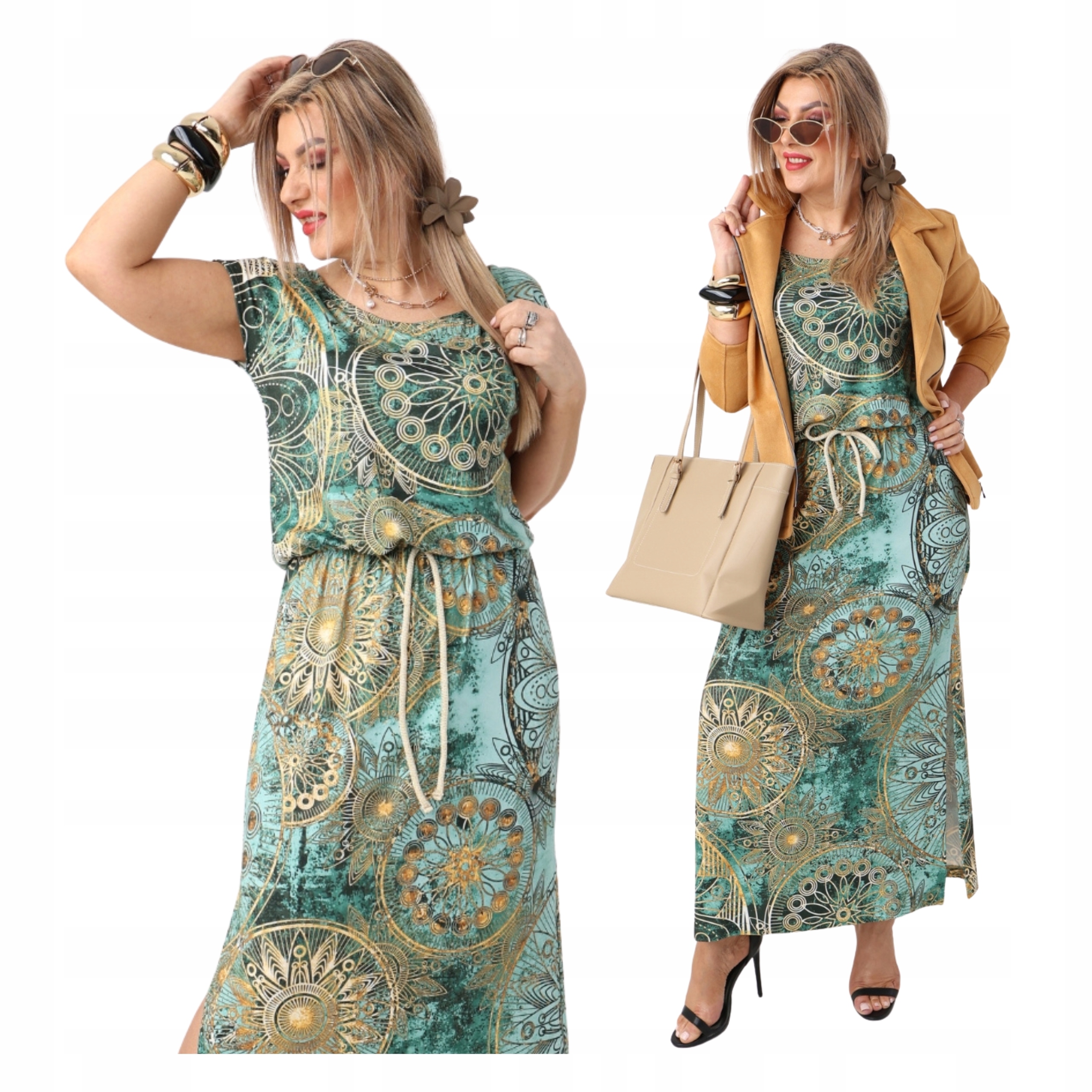 Dzianinowa sukienka długa Polski Producent luźna duże rozmiary