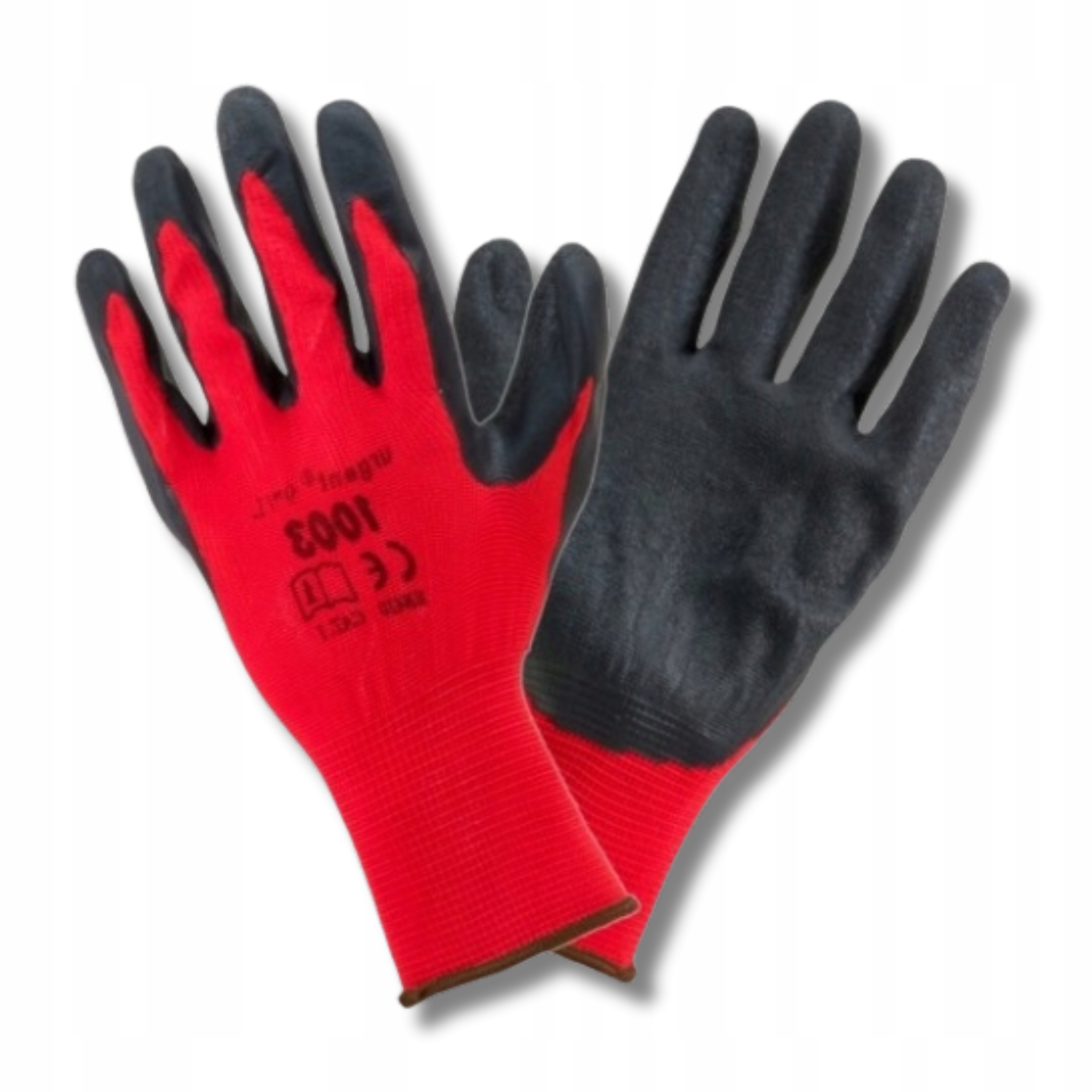 Rukavice polyester latex červená-černá barva 9/L x 240