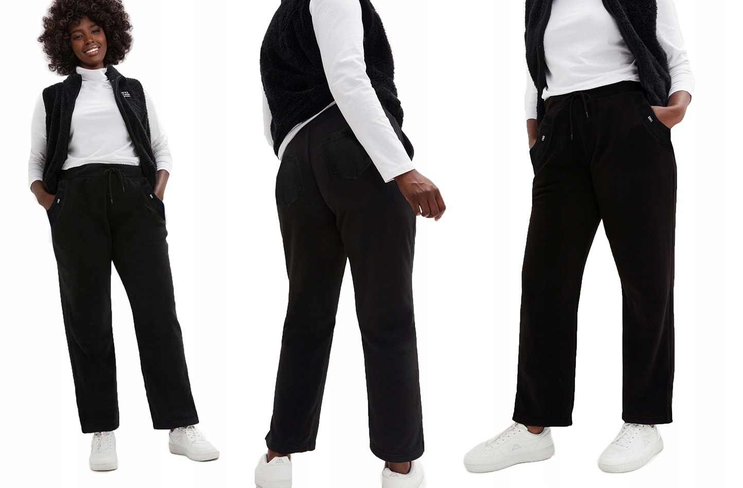 POLAROWE SPODNIE DAMSKIE CIEPŁE z kieszonkami SUPER JAKOŚĆ 5610 czarne 5XL