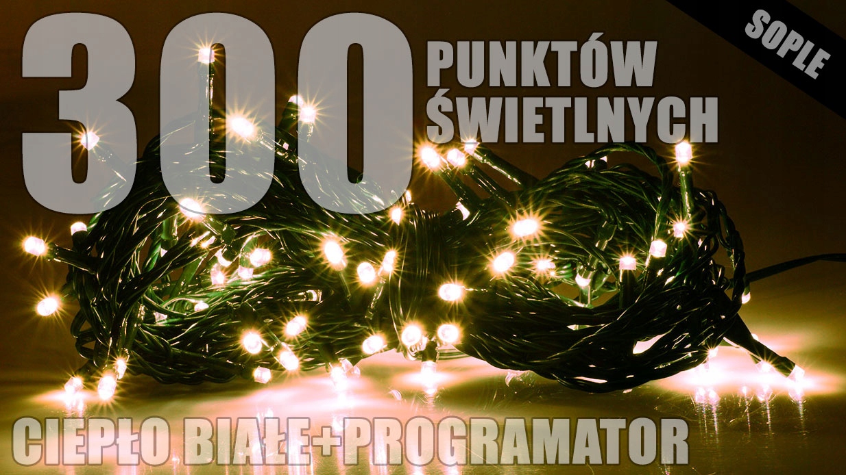 Vánoční osvětlení na stromeček rampouchy 300 světel teplá bílá RumLuxLZS-ECO-LE