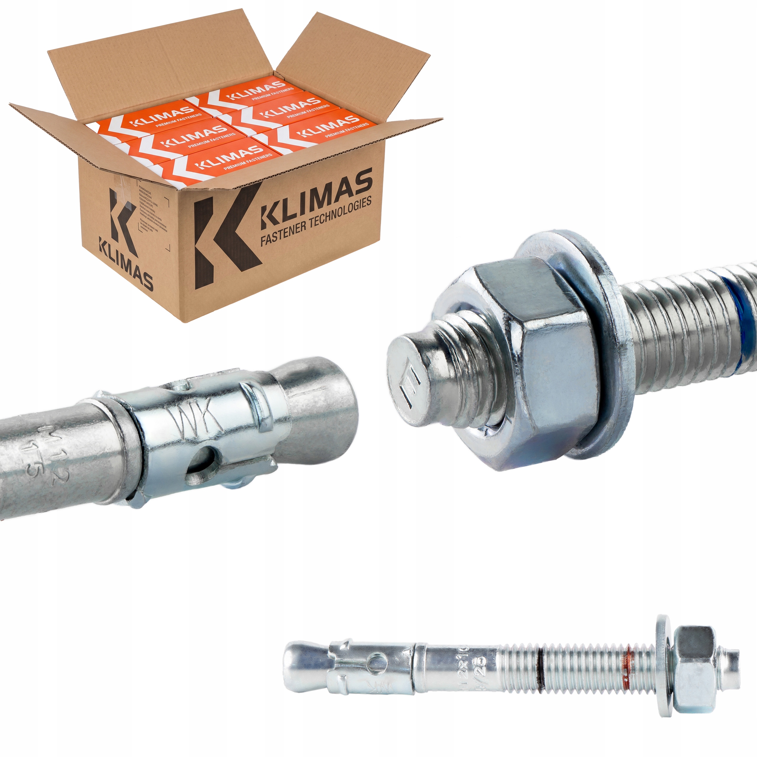 Oceľové kotvy do betónu M12 x 105 mm 400 ks mechanické Klimas Le-zn