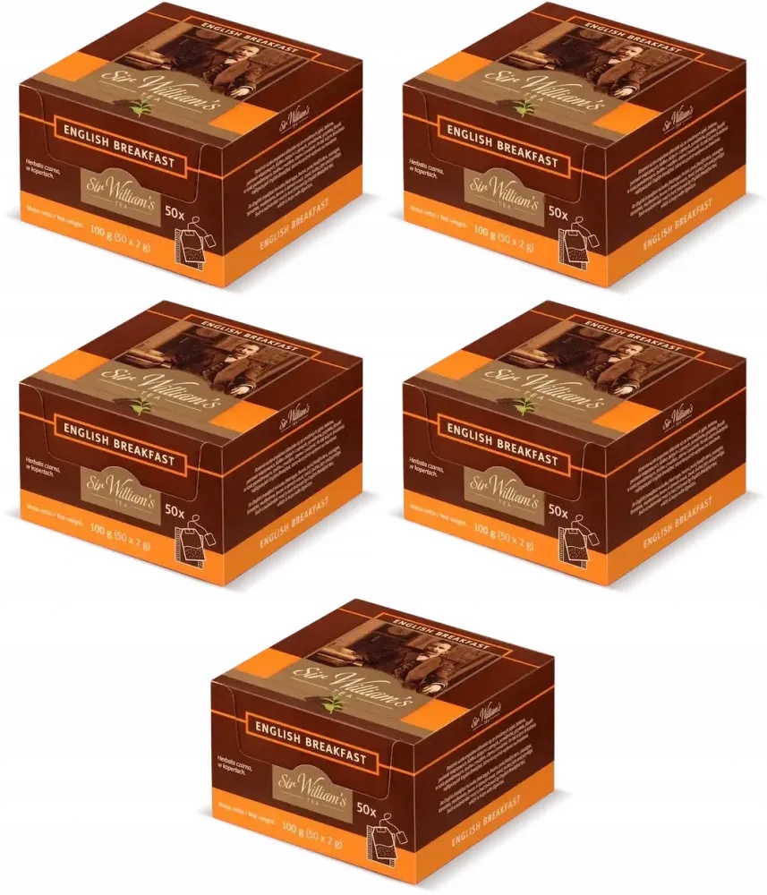 Herbata Sir William's Tea English Breakfast ekspresowa 50 torebek x5
