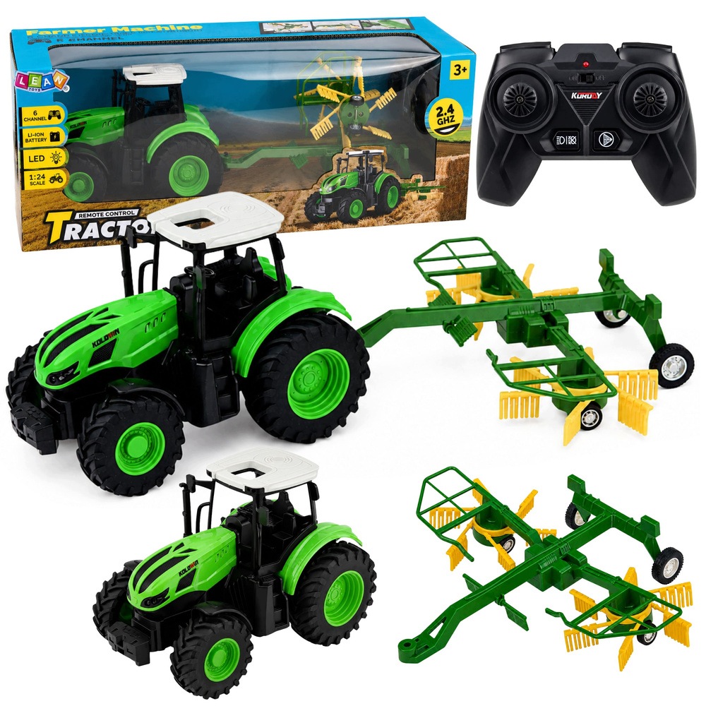 Dálkově ovládaný traktor pro děti s shrnovačem, sada rc 1:24