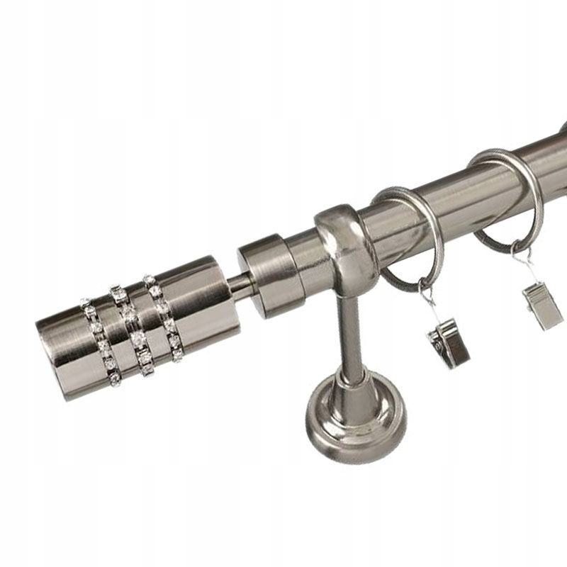 

Karnisz kompletny 300 cm Srebrny z żabkami 25 mm