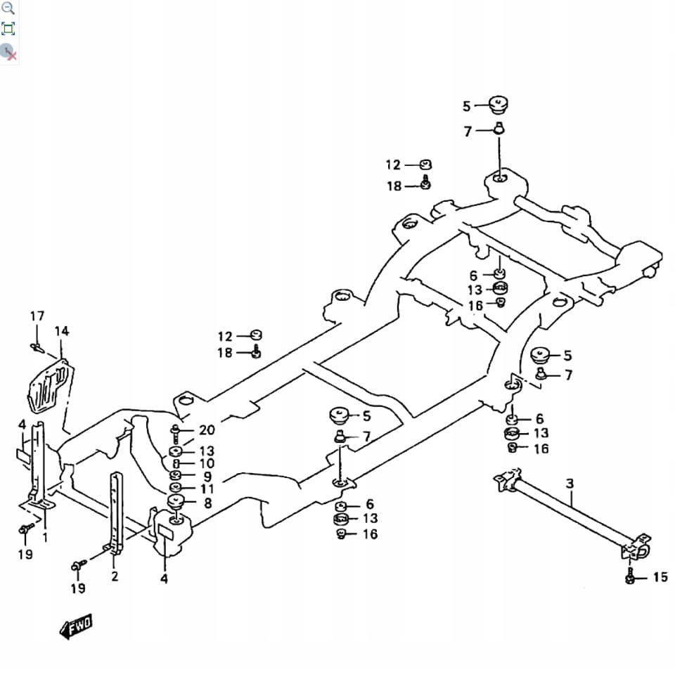 Poduszka mocowania karoserii Vitara 88-2004 Producent części Suzuki OE