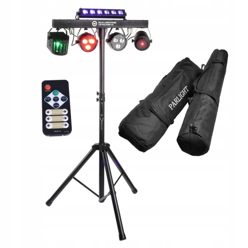LIGHT4ME BELKA LASER STROBOSKOP LED PAR DERBY UV IR multiefekt