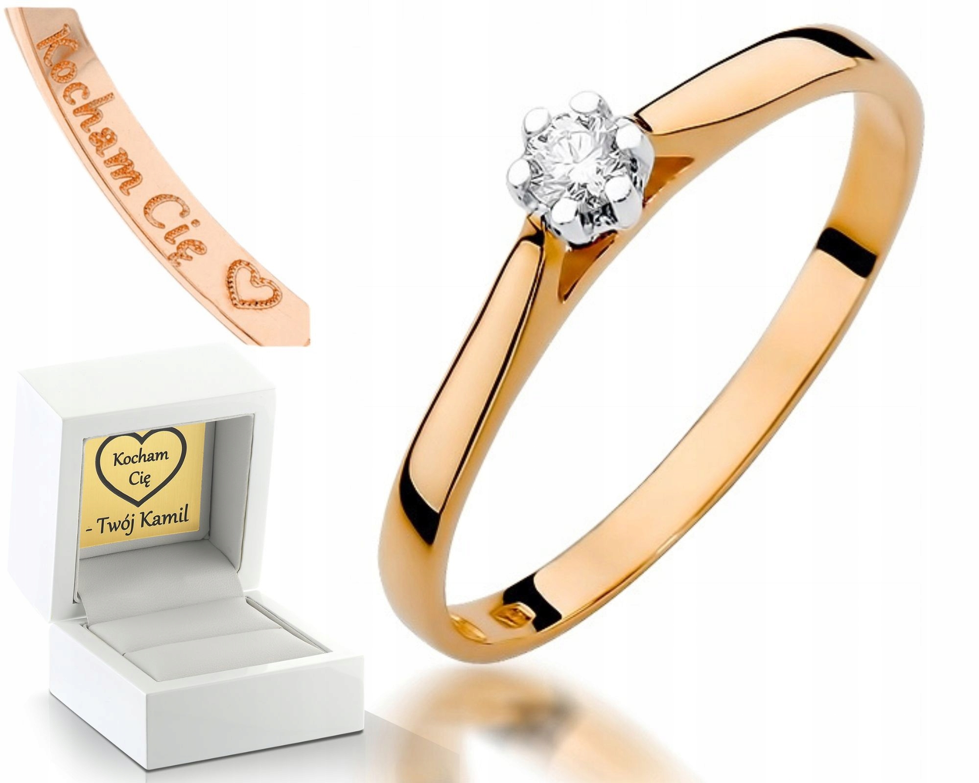 Zlatý Prstýnek S Briliantem Z Růžového Zlata 585 Zlato