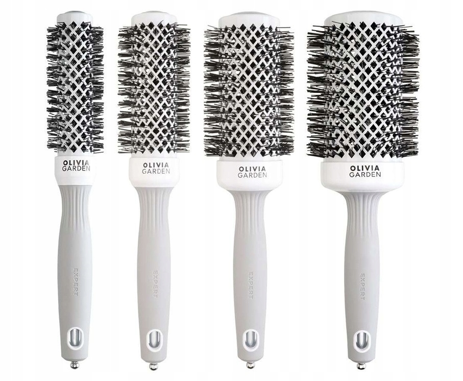 Olivia Garden Expert Shine Ceramic Ion White&Grey Szczotki Zestaw 4 sztuki