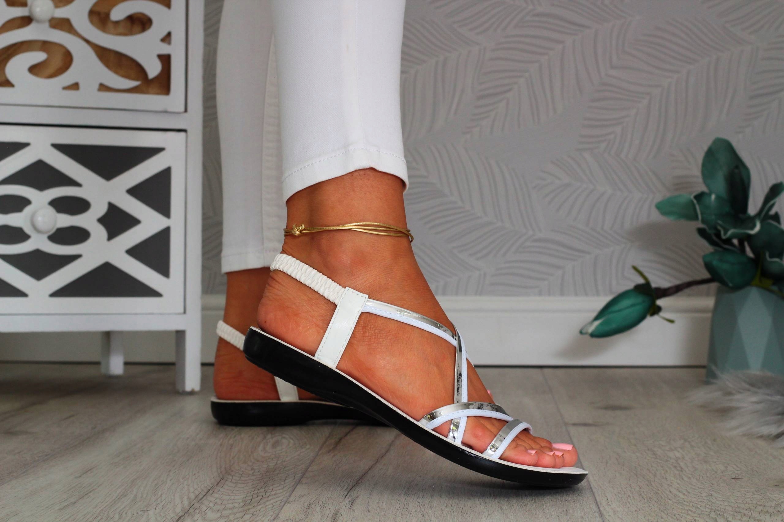 SANDAŁY DAMSKIE ELEGANCKIE PŁASKIE LEKKIE Rozmiar 38