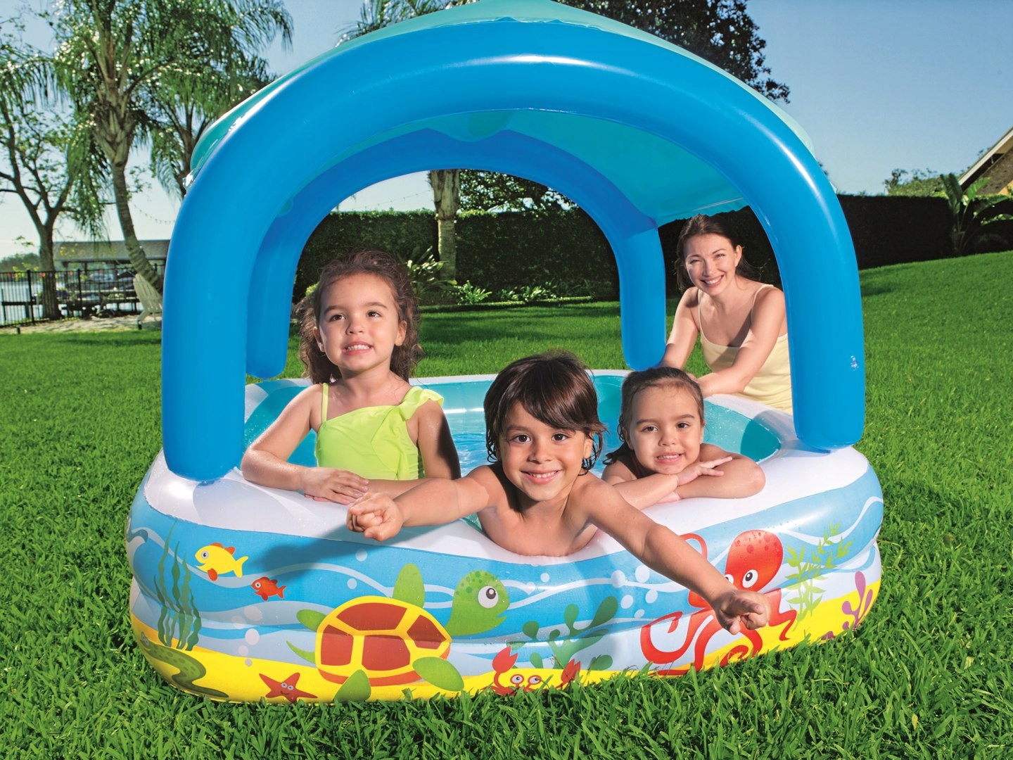 Basenik dla dzieci z daszkiem 140 x 114 cm Bestway Seria dmuchane