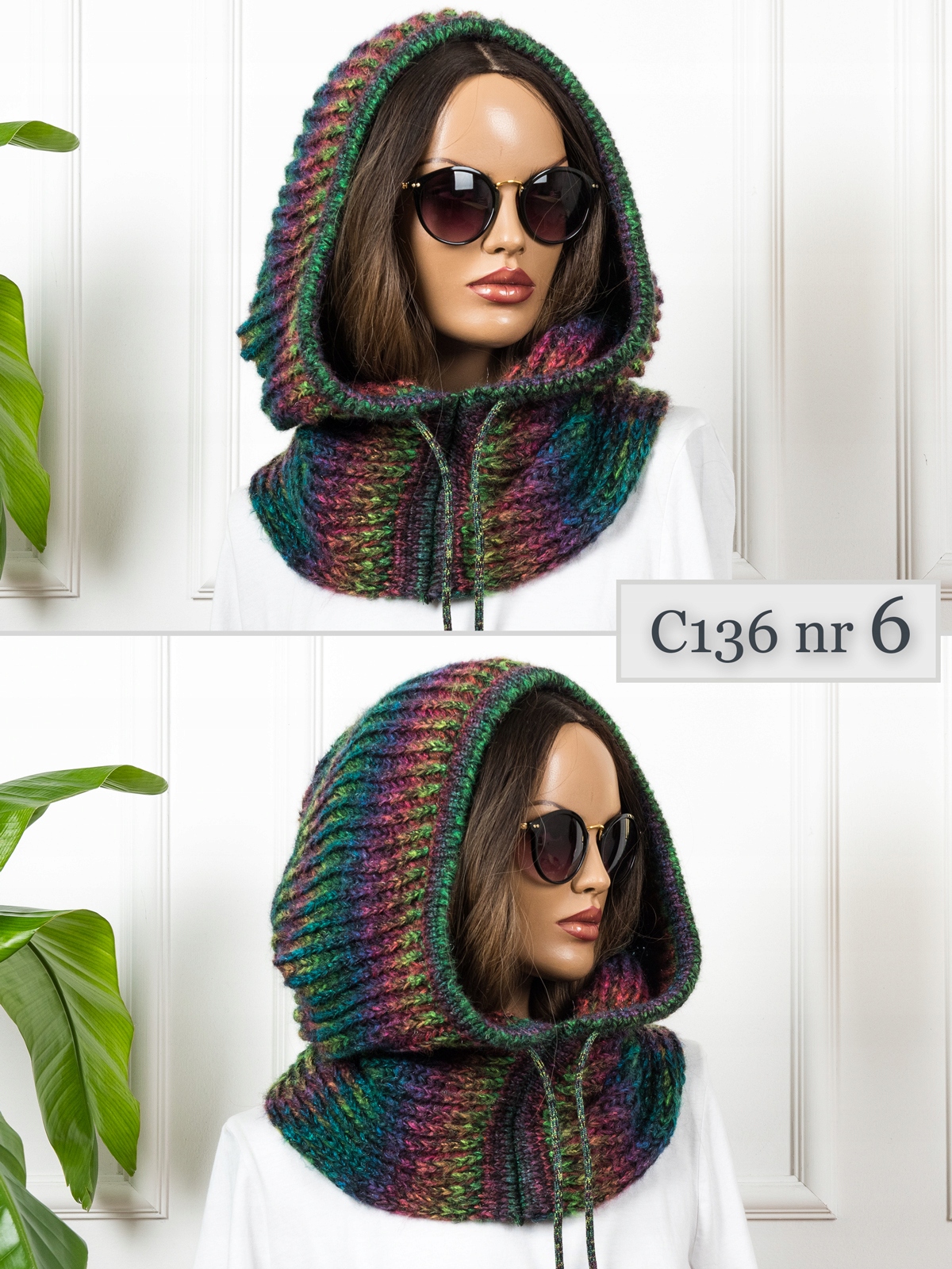 DUŻY KAPTUR Z WEŁNĄ BALACLAVA CIEPŁA CZAPKA DAMSKA PREMIUM KOLORY Rodzaj beanie