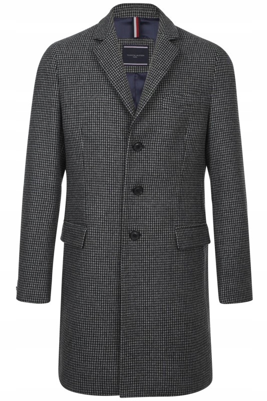TOMMY HILFIGER TAILORED PŁASZCZ PEPITKA WOOL 52
