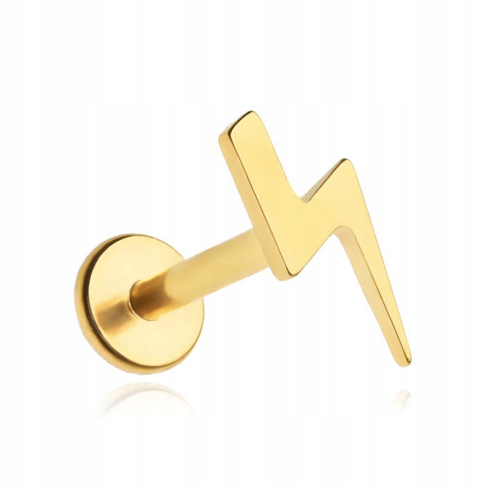 

Tytanowy labret kolczyk do uszu złoty piorun 1,2/8